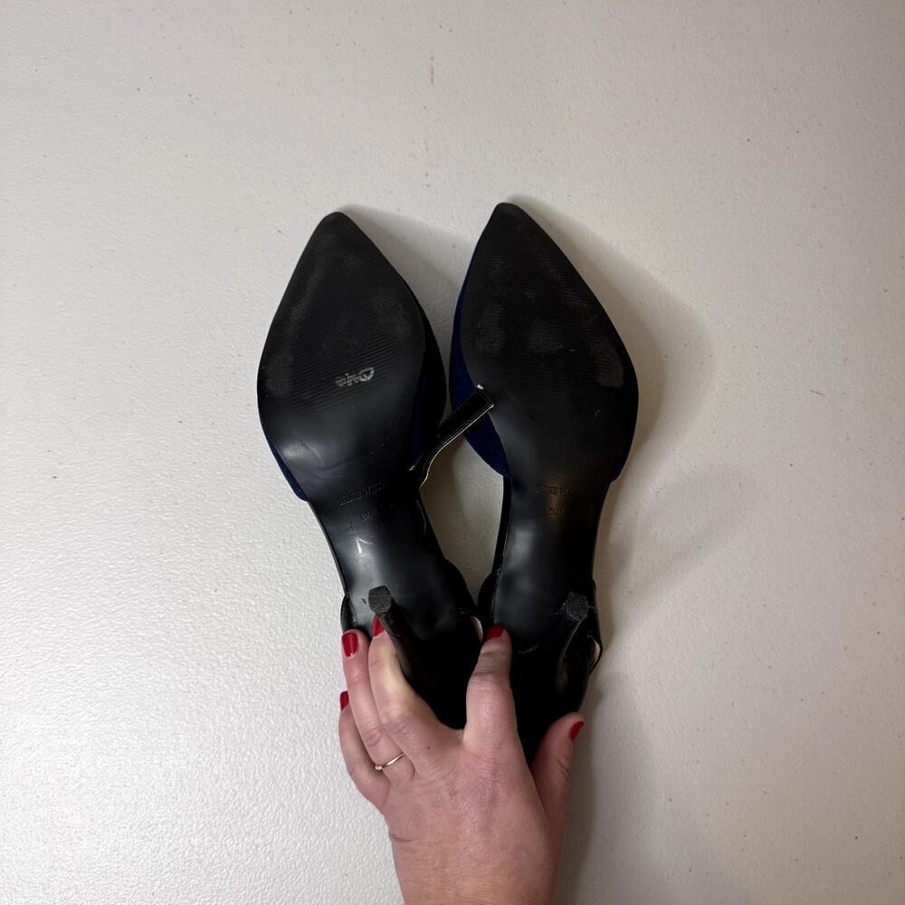 Nine West Navy and Black Pointy Toe Pumps W/ Ankle Strap Women's 8.5 - Picture 6 of 8